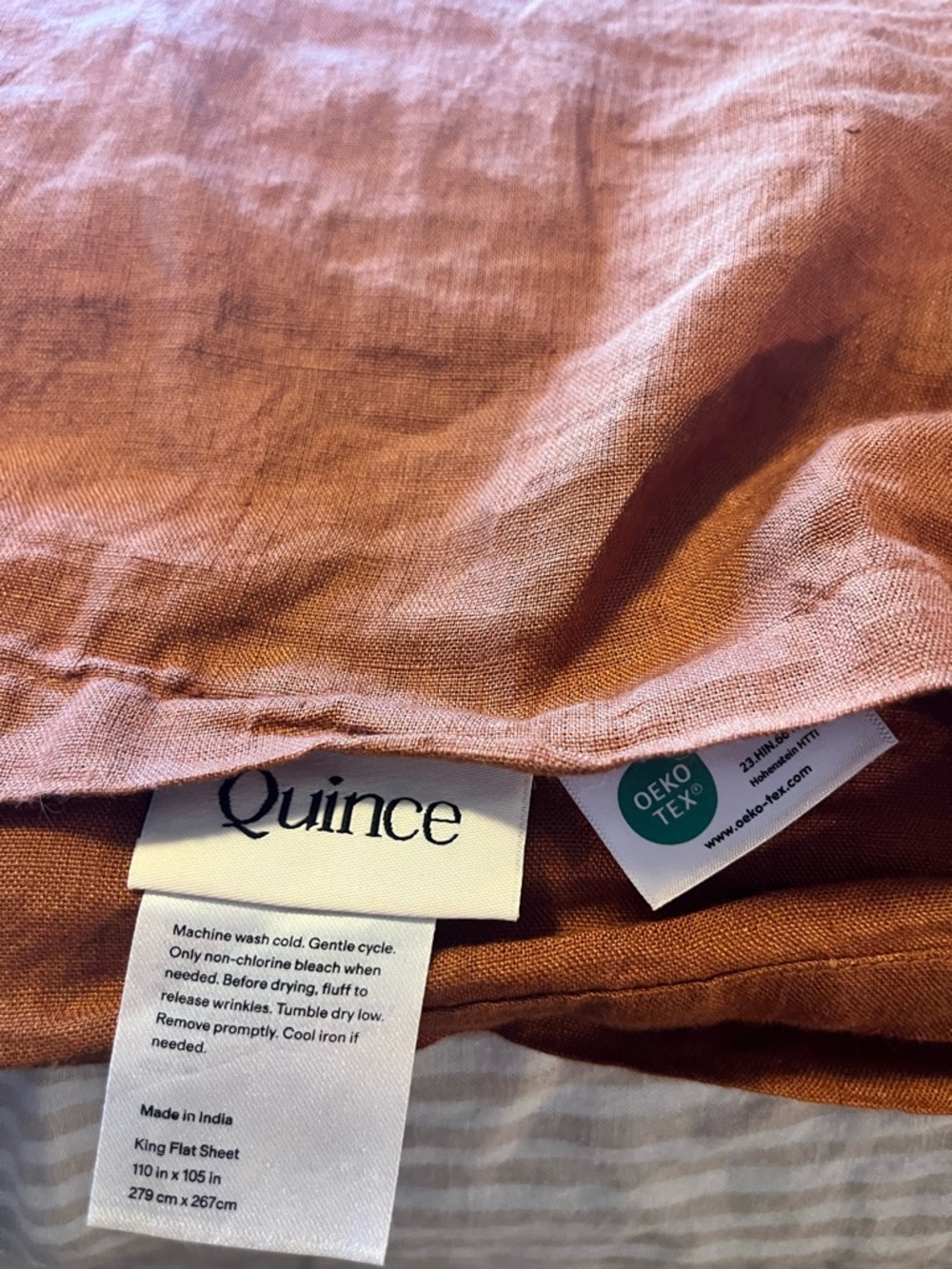NWOT QUINCE European Linen Sheet Set King Terracotta 4 Piece - Picture 5 of 5